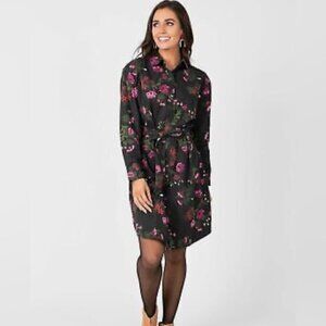 NWT Agnes and Dora Winter Wild Flower Flannel Shirt Dress